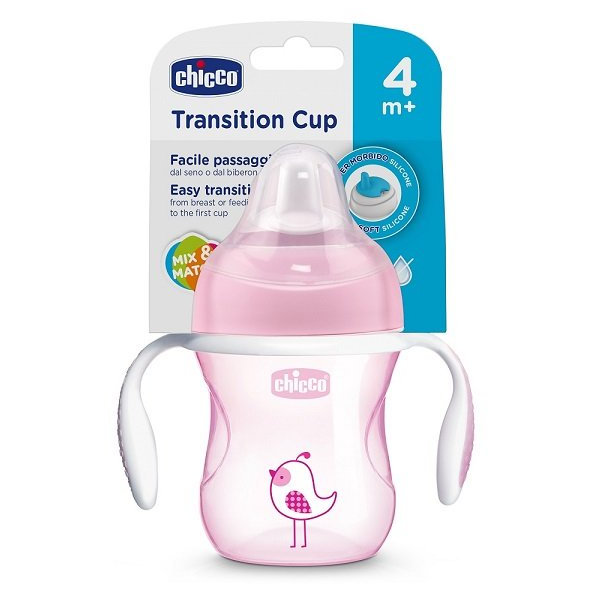 CHICCO Hrnček učiaci Transition s držadlami 200 ml, ružový, 4m+