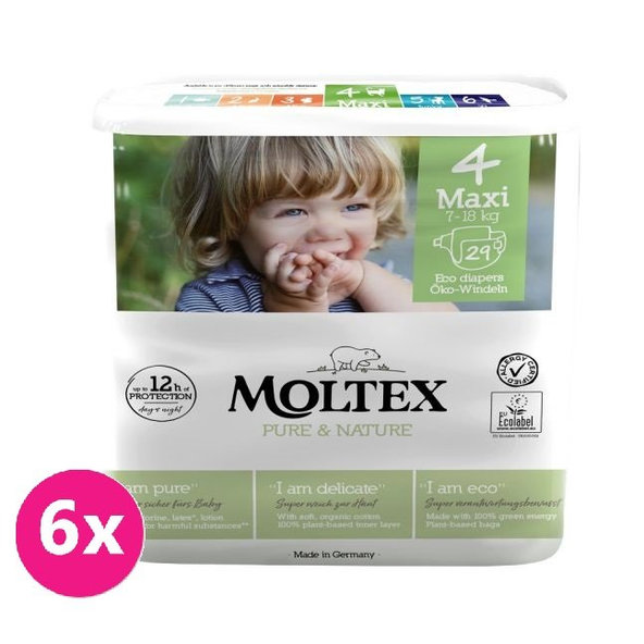 MOLTEX Pure & Nature Plienky Maxi 7-18 kg - ekonomické balenie (6 x 29 ks)