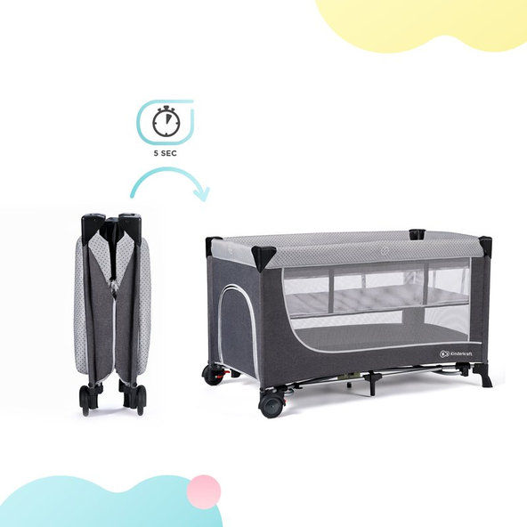 KINDERKRAFT Postieľka cestovná Leody Grey