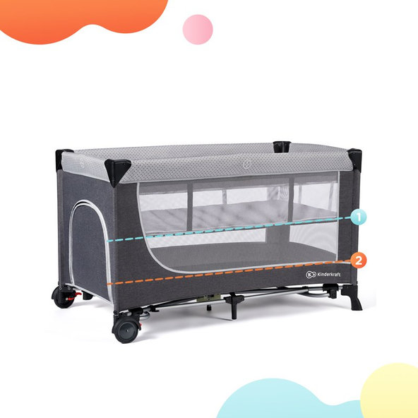 KINDERKRAFT Postieľka cestovná Leody Grey