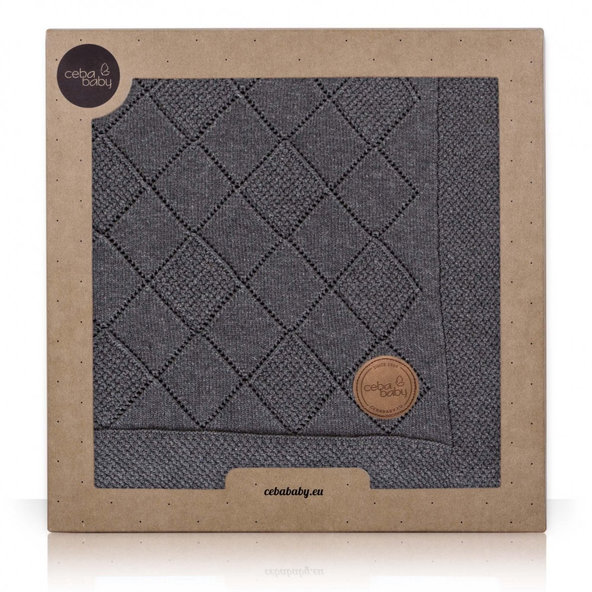CEBA Deka pletená v darčekovom balení 90 x 90 ryžový vzor tmavo šedá