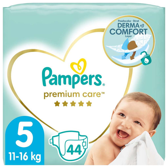 PAMPERS Premium Care jednorazové plienky veľ. 5, 44 ks, 11-16 kg