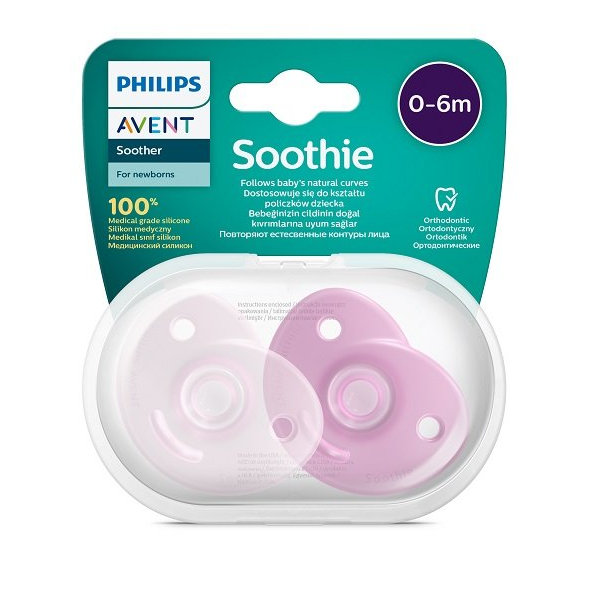 Philips AVENT Cumlík 0-6m Soothie dievča 2 ks