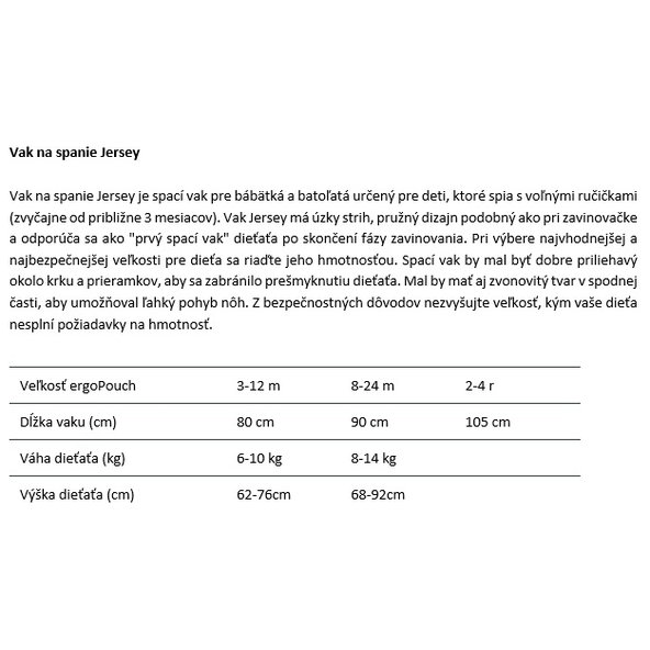 ERGOPOUCH Vak na spanie bavlna Jersey Bon Appetit 3-12 m