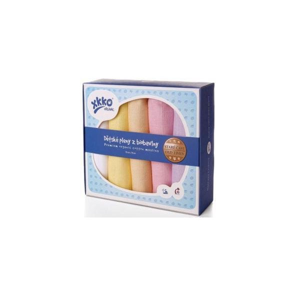 KIKKO Plienky detské XKKO Organic z biobavlny Staré časy 70x70 (5 ks) – pastels, pre dievčatá