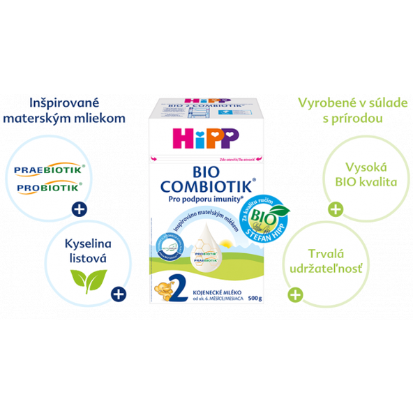 HiPP 2 BIO COMBIOTIK následná mliečna dojčenská výživa (od ukonč. 6. mesiaca) 500 g