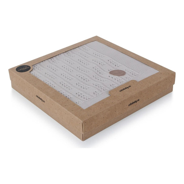 CEBA Deka pletená v darčekovom balení 90 x 90 šedá rybia kosť