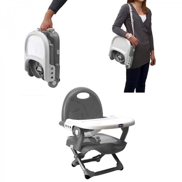 CHICCO Podsedák prenosný Pocket Snack na stoličku - Dark Grey