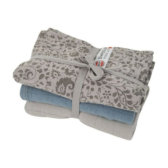 LODGER Plienky mušelínové Swaddler Flower Tribe 3balenie 70 x 70 cm Mist