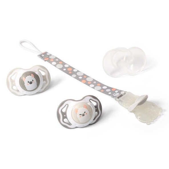 BABYONO Cumlík silikónový 2 ks 3-6 m+ lama