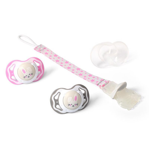 BABYONO Cumlík silikónový 2 ks 6-18 m+ zajko