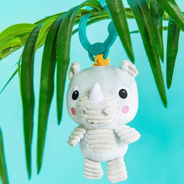 BRIGHT STARTS Hrkálka plyšová na C krúžku Také 'n Shake nosorožec 0m+