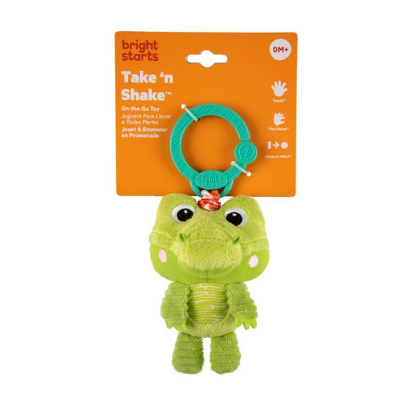 BRIGHT STARTS Hrkálka plyšová na C krúžku Také 'n Shake krokodíl 0m+
