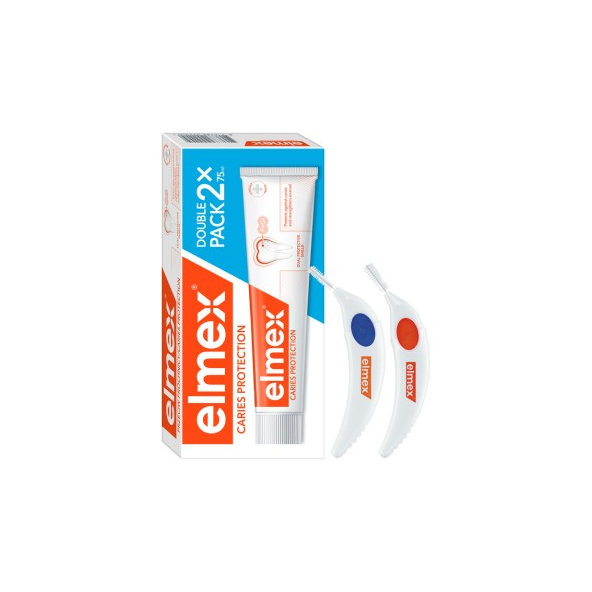 Elmex Caries Protection zubná pasta 2 x 75 ml + 2 medzizubné zadarmo