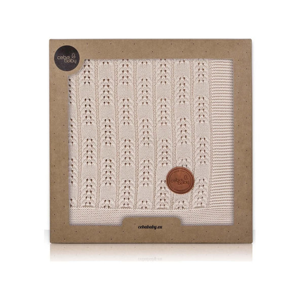 CEBA Deka pletená v darčekovom balení 90 x 90 béžová rybia kosť