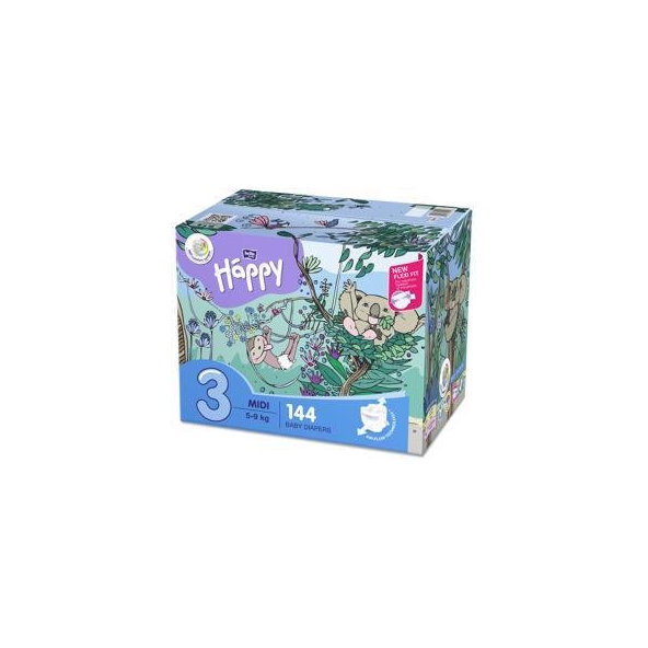 BELLA HAPPY Plienky jednorazové 3 Midi (5-9 kg) 144 ks - Big TOY BOX