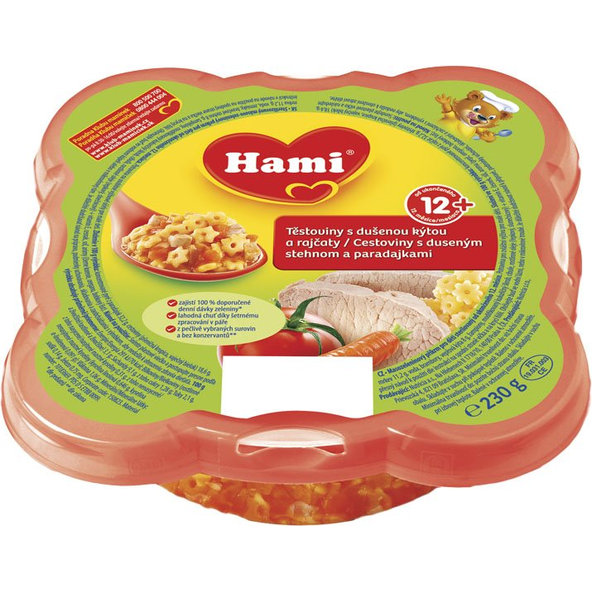 HAMI Malý Gurmán Cestoviny s duseným stehnom a paradajkami 230 g