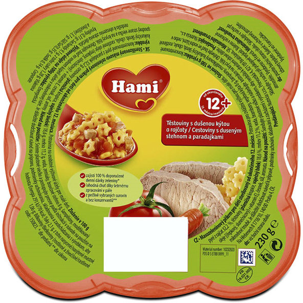 HAMI Malý Gurmán Cestoviny s duseným stehnom a paradajkami 230 g