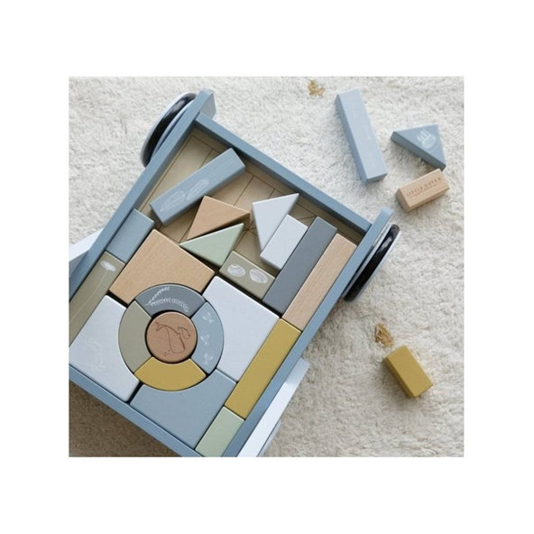 LITTLE DUTCH Vozíček s kockami Blue