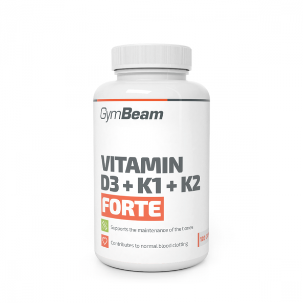 Vitamín D3+K1+K2 Forte - GymBeam, 120cps