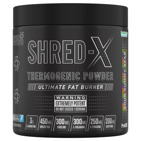 Spaľovač tukov Shred X Thermogenic Powder - Applied Nutrition, príchuť kyslé gumené medvedíky, 300g