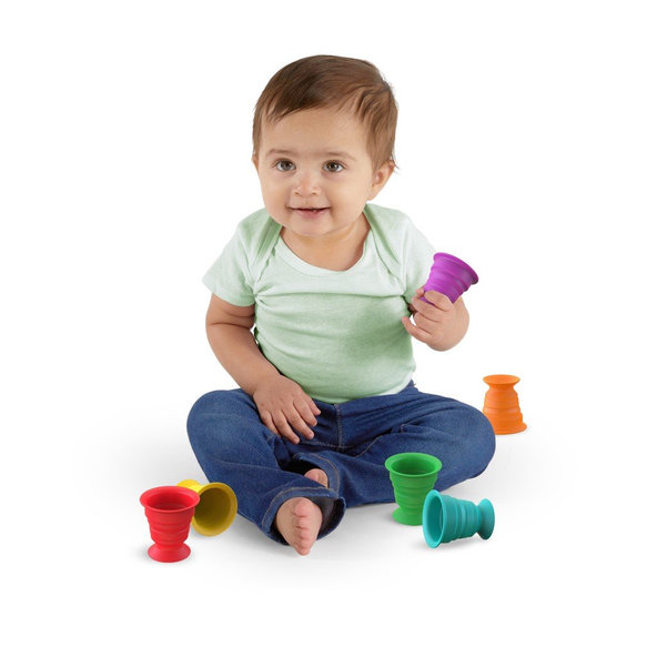 BABY EINSTEIN Hračka maxi prísavky poháriky 6ks Stack & Squish Cups™ 6m+