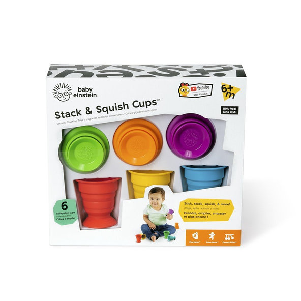 BABY EINSTEIN Hračka maxi prísavky poháriky 6ks Stack & Squish Cups™ 6m+