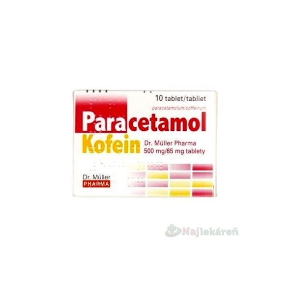 Paracetamol Kofein 500 mg/65 mg na bolesť a horúčku 10 tabliet