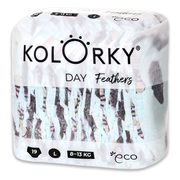 KOLORKY DAY - perie - L (8-13 kg) - 19 ks - jednorazové eko plienky