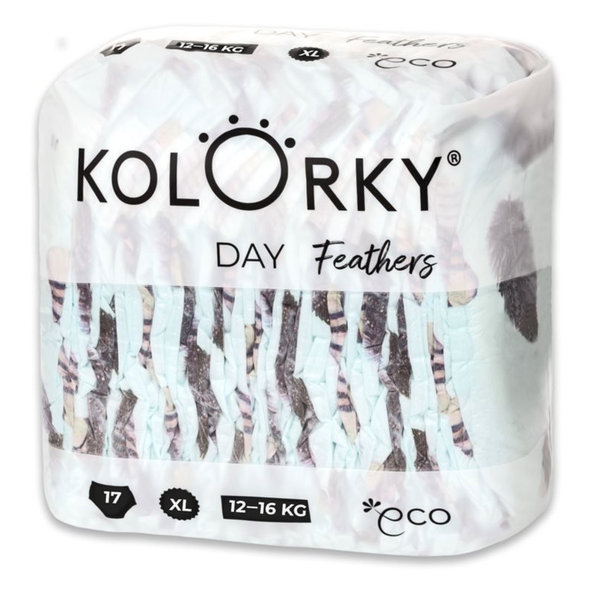 KOLORKY DAY - perie - XL (12-16 kg) - 17 ks - jednorazové eko plienky