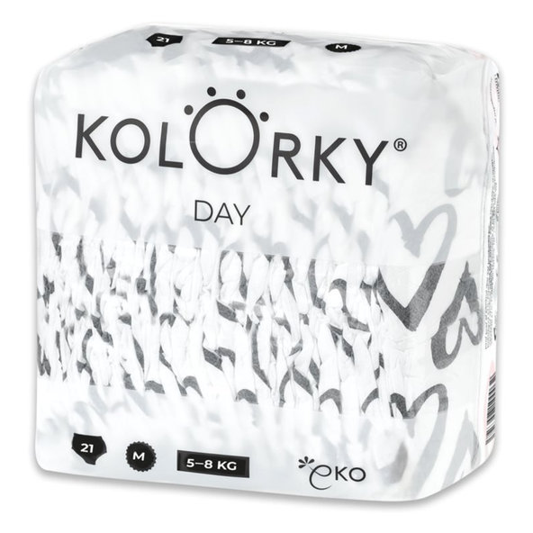 KOLORKY DAY - srdce - M (5-8 kg) - 21 ks - jednorázové ekoplienky