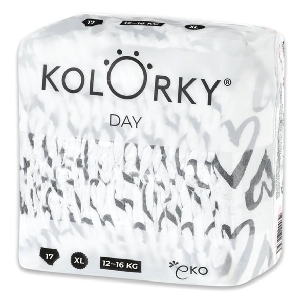 KOLORKY DAY - srdce - XL (12-16 kg) - 17 ks - jednorázové ekoplienky