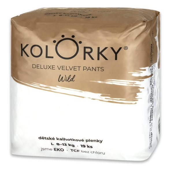 KOLORKY Deluxe velvet pants Wild L (8-13 kg) - jednorázové nohavičkové ekoplienky