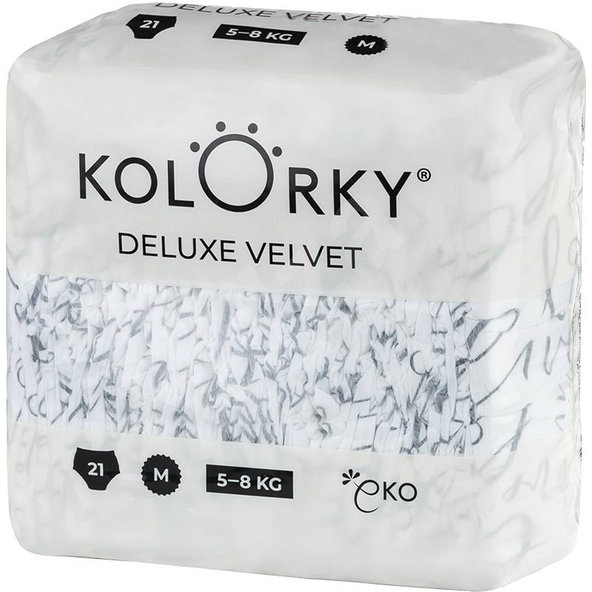 KOLORKY DELUXE VELVET - M (5-8 kg) - 21 ks- jednorázové ekoplienky so zamatovým povrchom