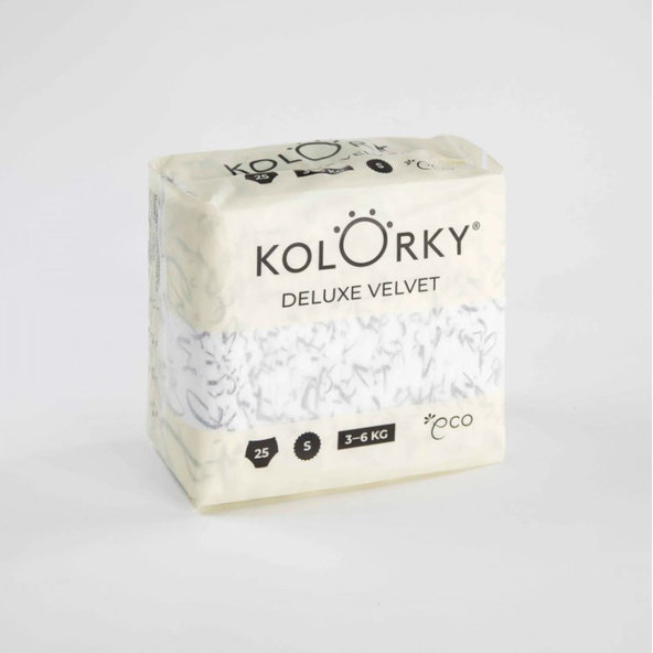 KOLORKY DELUXE VELVET - S (3-6 kg) - 25 ks - jednorázové ekoplienky so zamatovým povrchom