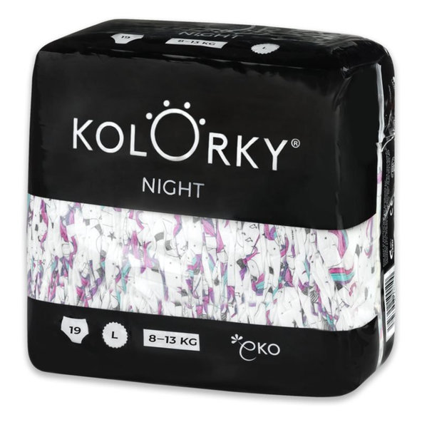 KOLORKY NIGHT - L (8-13 kg) - 19 ks - nočné jednorázové ekoplienky