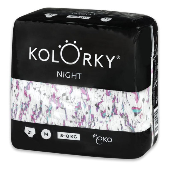 KOLORKY NIGHT - M (5-8 kg) - 21 ks - nočné jednorázové ekoplienky