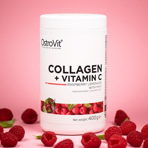 Kolagén + Vitamín C - OstroVit, príchuť malinová limonáda s mätou, 400g