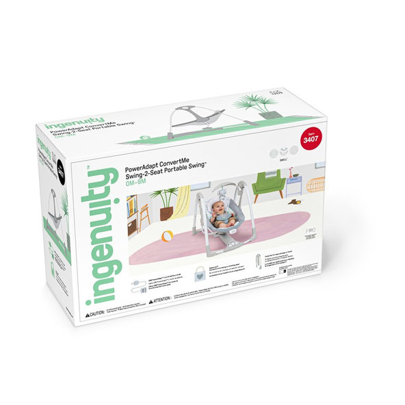 INGENUITY Hojdačka konvertibilná s adaptérom vibrujúca s melódiou Swell™ 2v1 0m+, do 9 kg