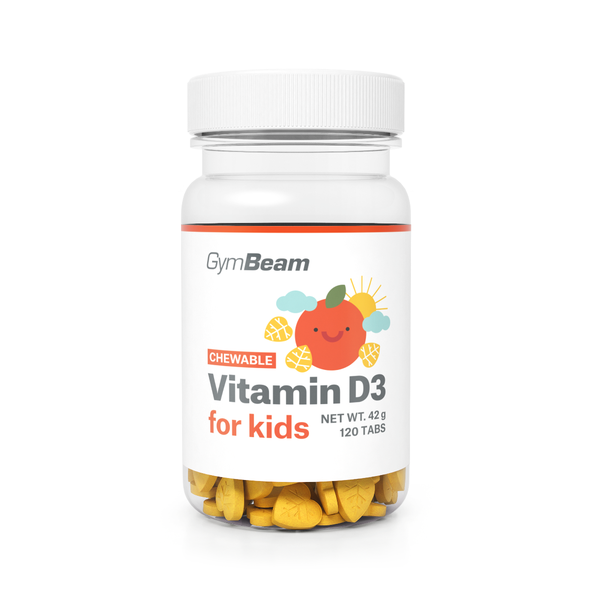 Vitamín D3, tablety na cmúľanie pre deti - GymBeam POMARANČ 120 tabliet