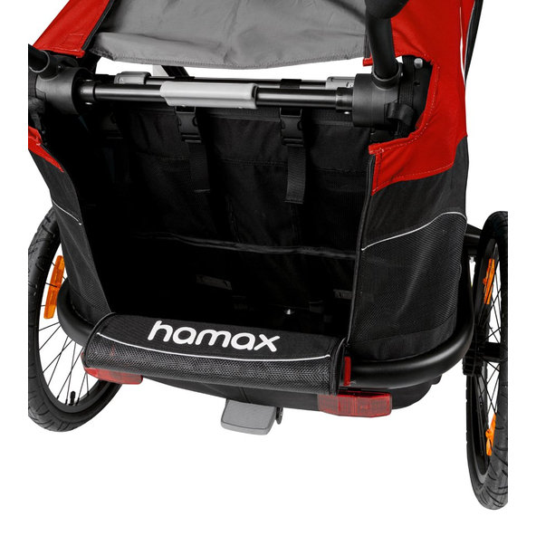 HAMAX Outback One - jednomiestny vozík za bicykel vr. ramená + kočíkovú set - Red/Black, polohov