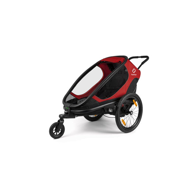HAMAX Outback One - jednomiestny vozík za bicykel vr. ramená + kočíkovú set - Red/Black, polohov