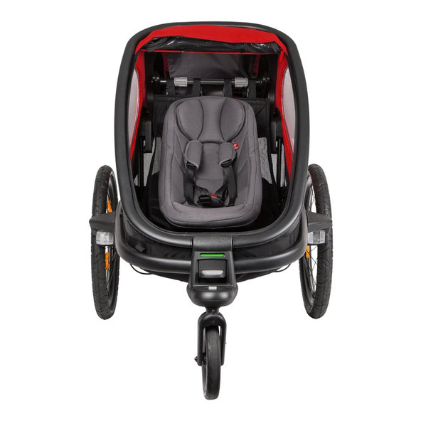 HAMAX Outback One - jednomiestny vozík za bicykel vr. ramená + kočíkovú set - Red/Black, polohov