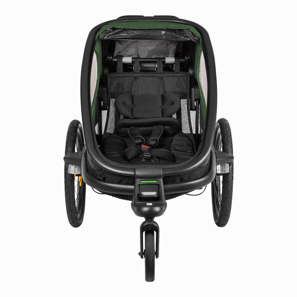 HAMAX Outback One - jednomiestny vozík za bicykel vr. ramená + kočíkovú set - Green/Black, polohov