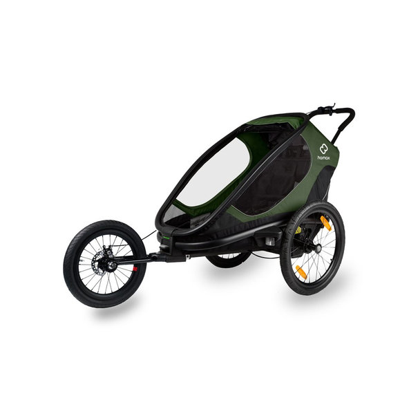 HAMAX Outback One - jednomiestny vozík za bicykel vr. ramená + kočíkovú set - Green/Black, polohov