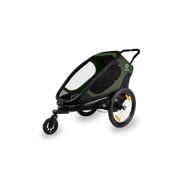 HAMAX Outback One - jednomiestny vozík za bicykel vr. ramená + kočíkovú set - Green/Black, polohov