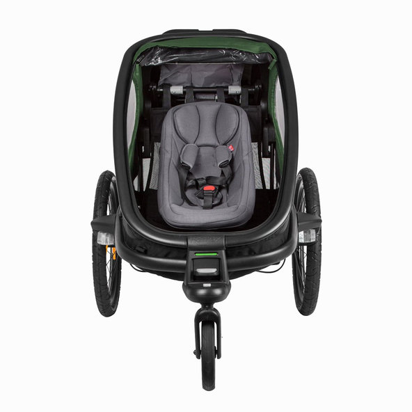 HAMAX Outback One - jednomiestny vozík za bicykel vr. ramená + kočíkovú set - Green/Black, polohov