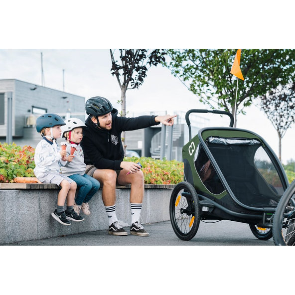 HAMAX Outback One - jednomiestny vozík za bicykel vr. ramená + kočíkovú set - Green/Black, polohov