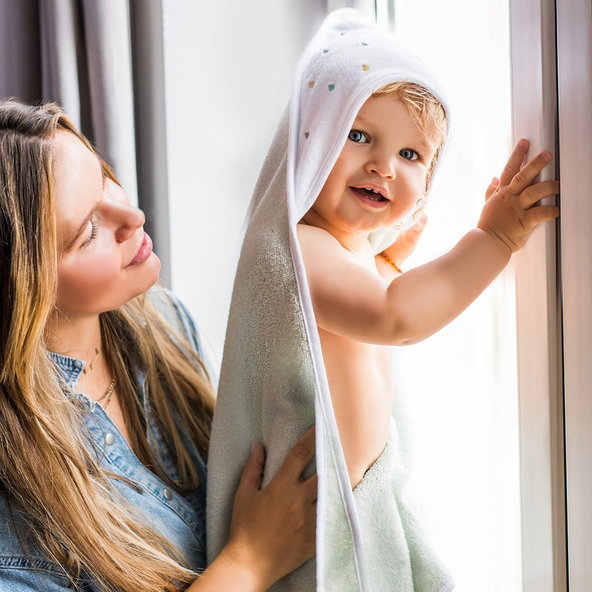 BABYONO Osuška s kapucí froté mint 100x100 cm