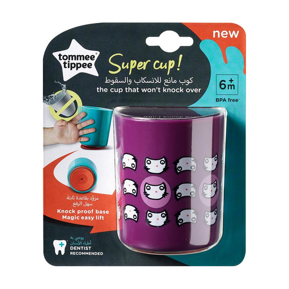 TOMMEE TIPPEE Hrnek stabilní Super Cup 190 ml 6 m+ fialový